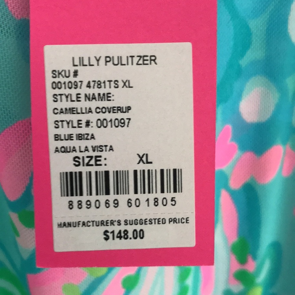 NWT Lilly Pulitzer XL Camellia Coverup in Aqua blue vista - Picture 3 of 10